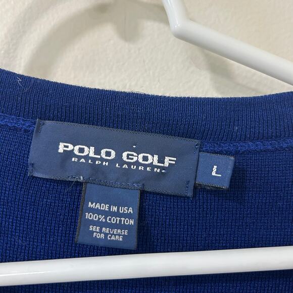Polo Ralph Lauren Golf Vintage Mens Sz Large Blue Sweater Vest Preppy Logo - Picture 4 of 6